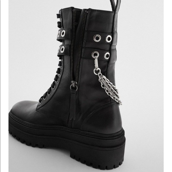 Zara low heeled laces leather ankle boots